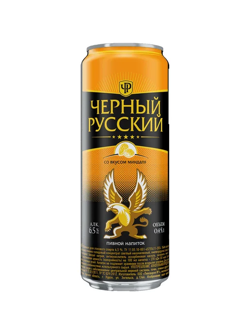 Пивной напиток Черный Русский со вкусом миндаля 0,45 л ж б, 0,45 л