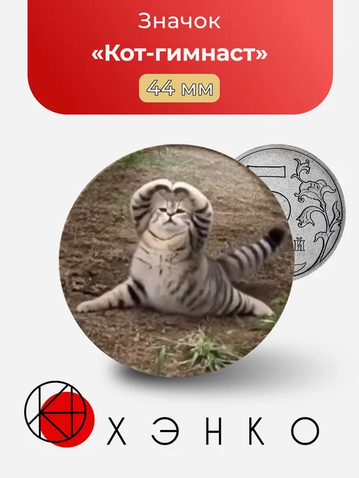 Кот-гимнаст значок
