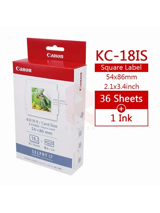 Картридж и фотобумага Canon KC-18IS 54x86 мм 18 шт, 54x86 мм, 18 шт