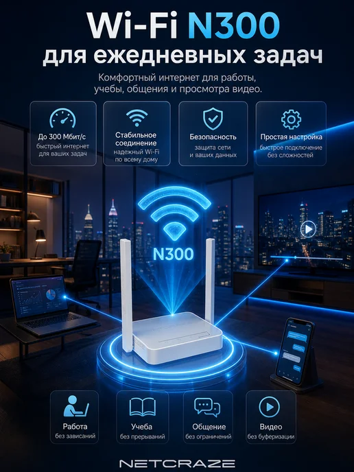 Netcraze Wi-Fi роутер Start (NC-1112), белый, фото 2