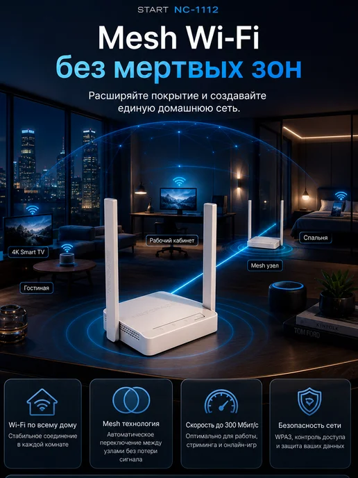 Netcraze Wi-Fi роутер Start (NC-1112), белый, фото 3