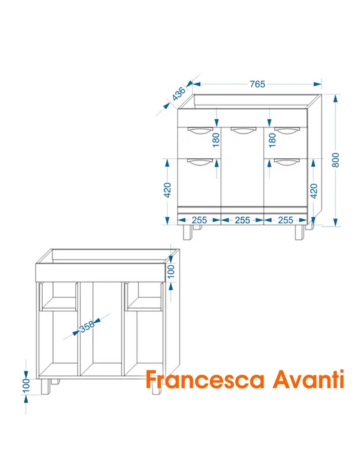Francesca Avanti Тумба под раковину Доминго М 80 (2 ящика), с подсветкой, белый, фото 5
