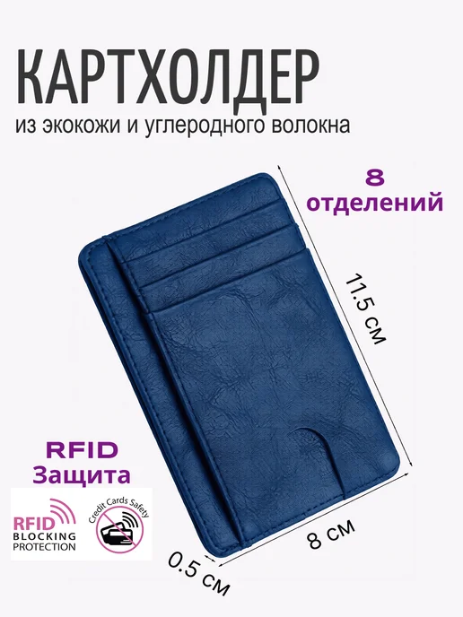 Картхолдер с защитой RFID, синий