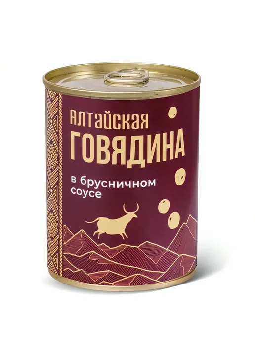 Алтайская Сила Тушенка Говядина в брусничном соусе Алтайская 3 шт*340 г, 3 шт, 340 г, фото 3