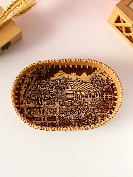 Овальная хлебница из бересты, 23.5х16х5 см, 23.5x16x5 см, фото 4