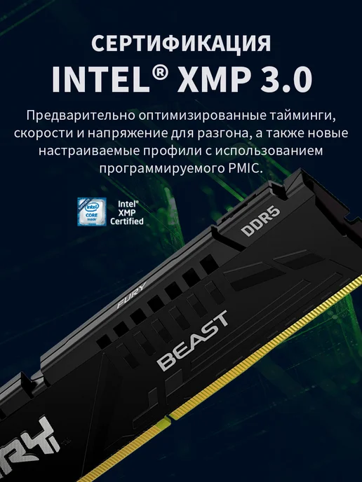 Kingston Оперативная память DDR5 32gb 5200MHz Beast, 32 ГБ, фото 5