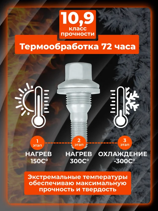 AIRLINE Болты колесные M12x1,25x19x58 конус ключ 17 ABLT307 20 шт, 1.25x19x58, 20 шт, фото 4