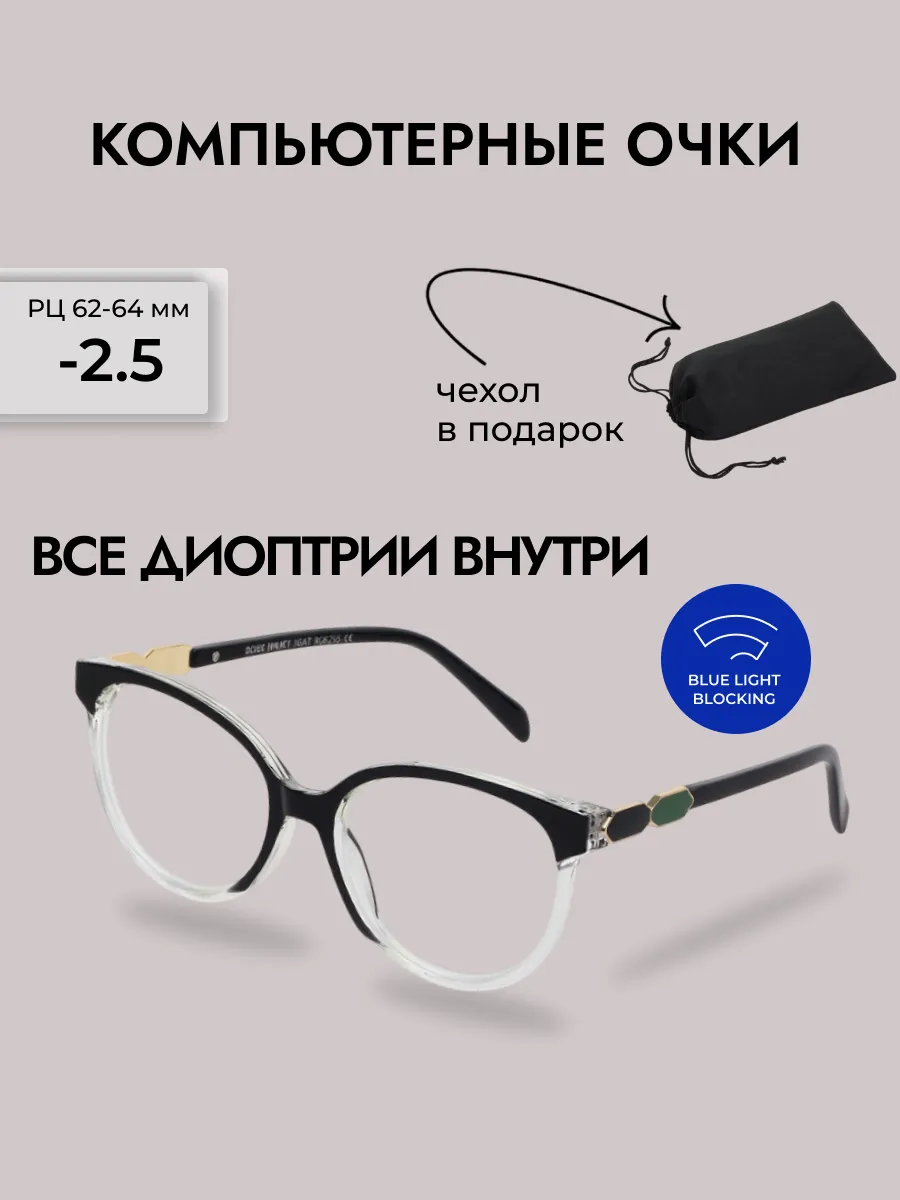 Очки для зрения женские круглые компьютерные