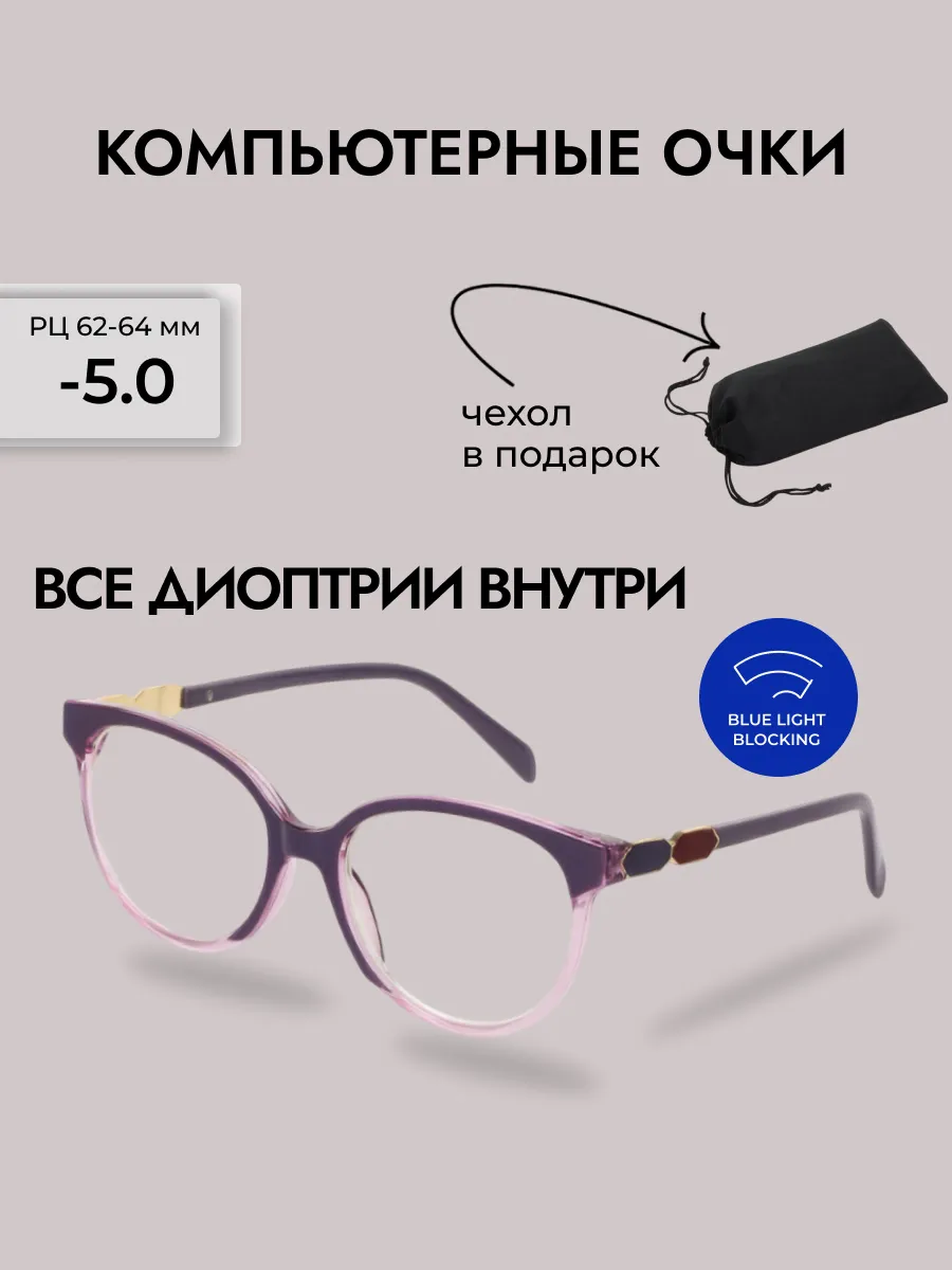 Очки для зрения женские круглые компьютерные