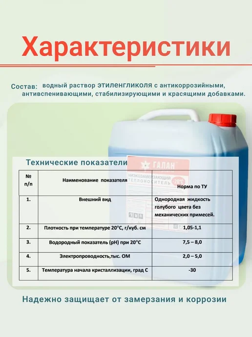 Галан Теплоноситель этиленгликоль для отопительных котлов, голубой, фото 4