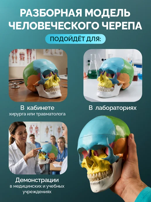 Дек Манекен черепа человека с цветовой маркировкой, вариант, фото 2