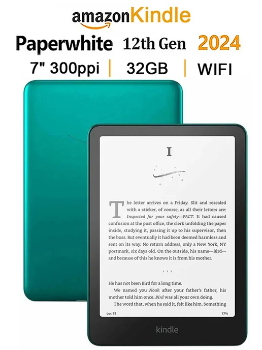 Amazon Электронная книга Kindle 7 дюймов, 32 ГБ, зелёная, 32 ГБ