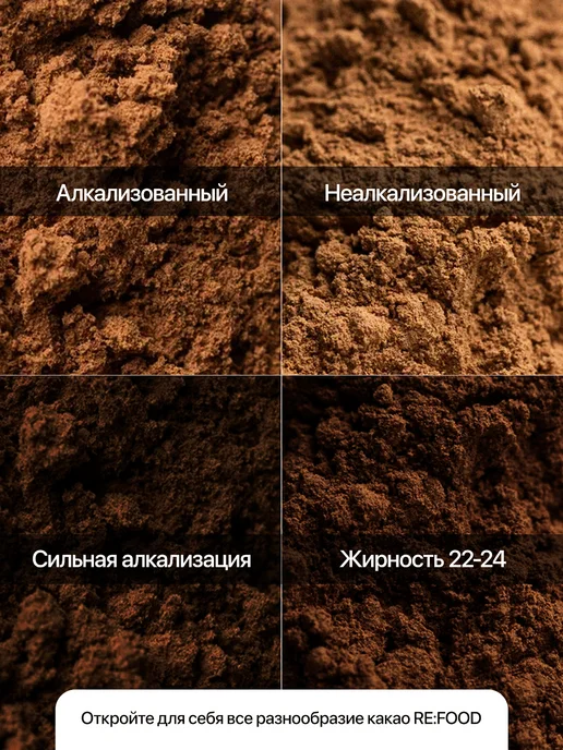 RE:FOOD Какао - порошок алкализованный 250 грамм PREMIUM, сильно, фото 2