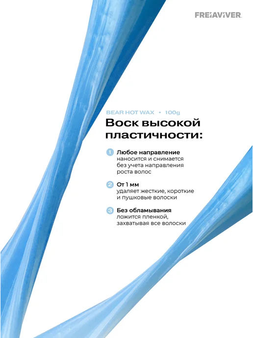 FREIAVIVER Воск для депиляции бровей и лица Hot Wax "Bears", синий, синий, фото 3