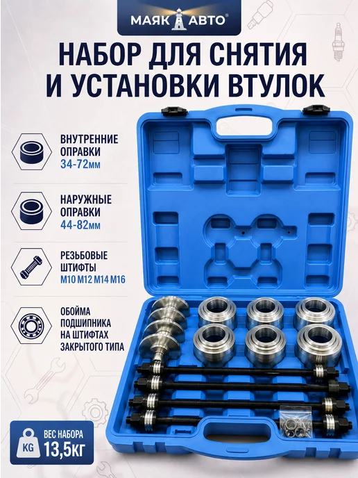 Набор для снятия втулок,подшипников и сайлентблоков 28пр, синий