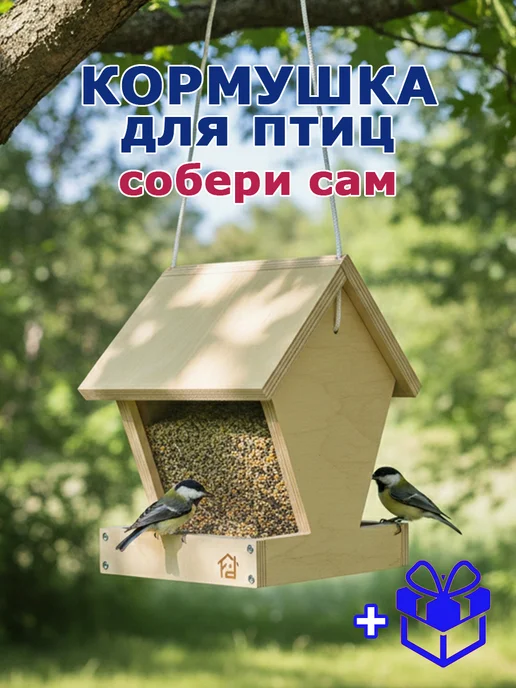 ФД5 Кормушка для птиц сделай сам, бежевый