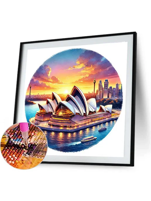 5D алмазная живопись Sydney Opera House 30x30см для декора, 30x30 см, фото 2