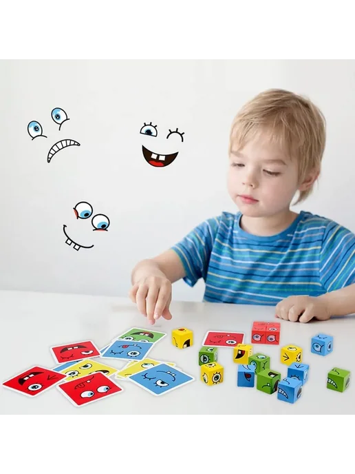 Игрокульт Кубики эмоции настольная игра со звонком для детей, голубой, фото 2