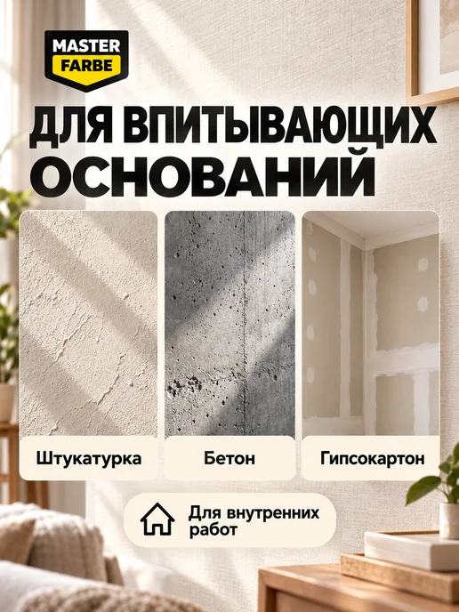 MASTERFARBE Грунтовка для бетона акриловая адгезионная Бетонконтакт 3 кг, 5 кг, фото 5