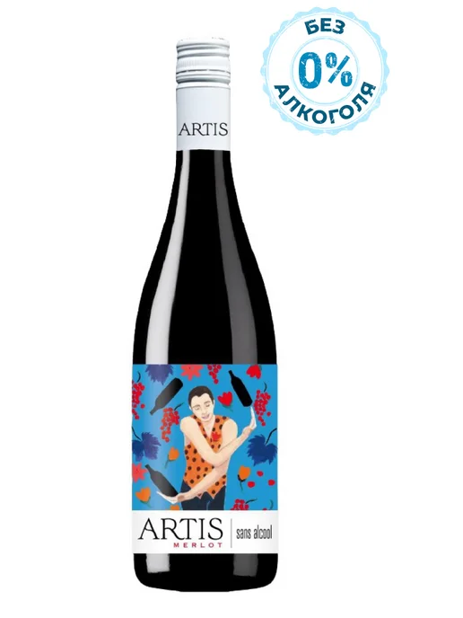 ARTIS Вино безалкогольное Merlot красное полусладкое, 0.75л, 750 мл