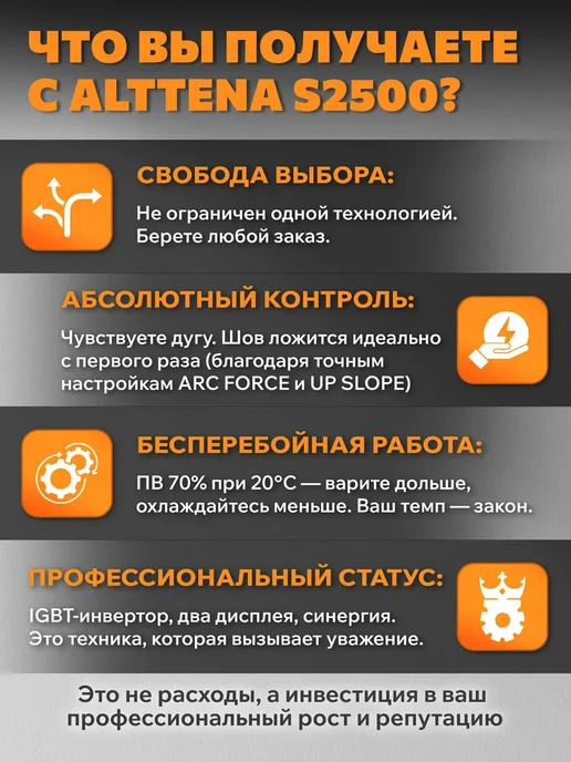 ALTTENA Полуавтомат сварочный аппарат без газа для дома S2500, черный, фото 4