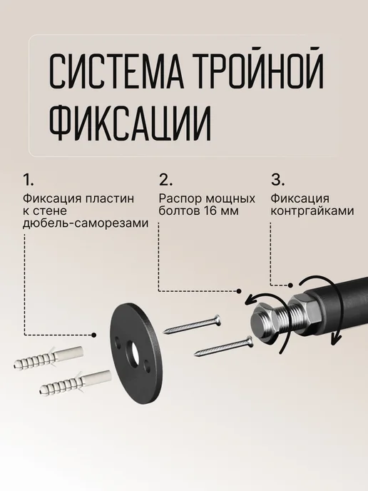 BORABO Турник распорный мультихват BLACK в проем 155-170 см, черный, фото 4