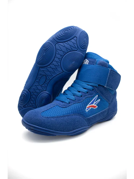 ZBSport Борцовки для борьбы детские на липучках Swoop Junior, синий, фото 5