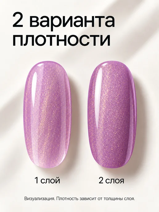 HIT Gel Гель лак для ногтей сиреневый с шиммером Золотая пыль №05, фиолетовый, фото 2