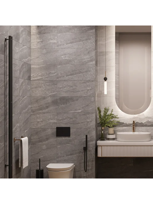 Gracia Ceramica Фог плитка настенная 600х250х9мм (8шт) (1.2кв.м) темно-серый, 600x250x9 мм, 8 шт, фото 2