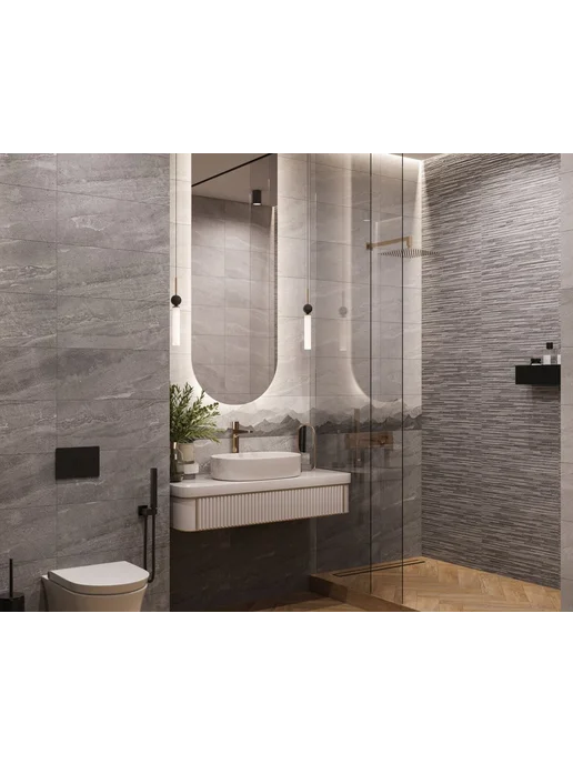 Gracia Ceramica Фог плитка настенная 600х250х9мм (8шт) (1.2кв.м) темно-серый, 600x250x9 мм, 8 шт, фото 4