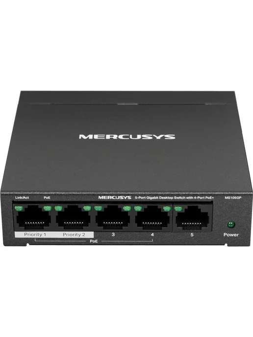 Mercusys Коммутатор MS105GP, RJ-45, 5 портов, 10 Гбит с, PoE, вариант, фото 3