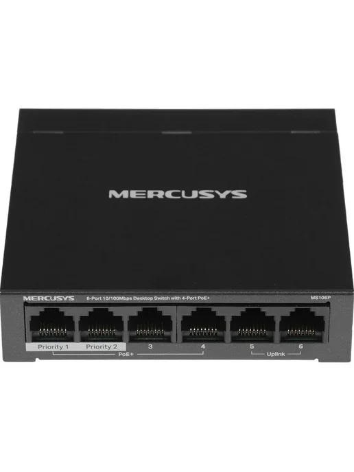 Mercusys Коммутатор MS106P, RJ-45, 6 портов, 1,2 Гбит с, PoE, вариант, фото 2