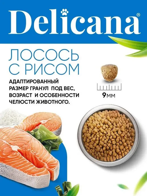 Сухой корм Delicana для собак, мелкие, лосось, 1,5 кг, фото 7