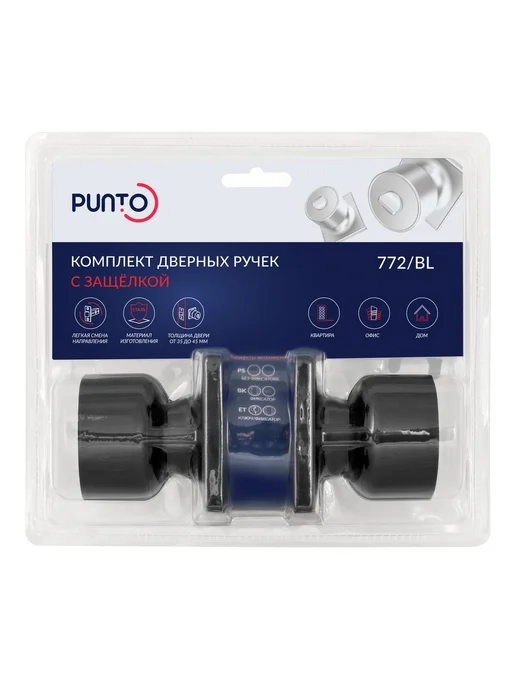 Punto Ручка защелка DK772 BL BL-BK (фик.) черный, черный, фото 3