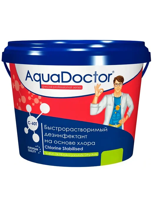 AquaDoctor Хлор быстрый хлор-шок C-60T табл. по 20 г 5 кг, 20 г, 5 кг