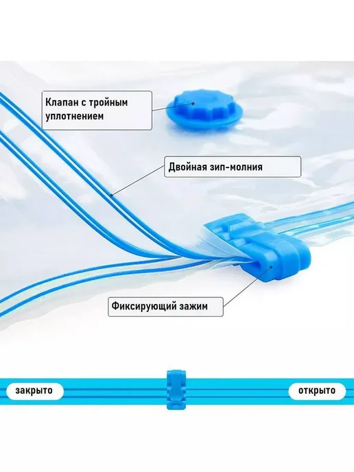 ЕП09 Набор вакуумных пакетов с клапаном для одежды 5 шт, 5 шт, фото 6