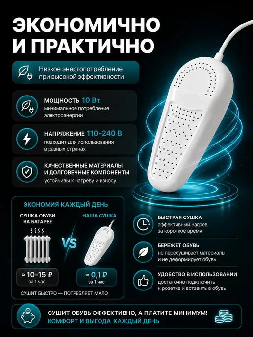Сушилка для обуви электрическая, белый, фото 5