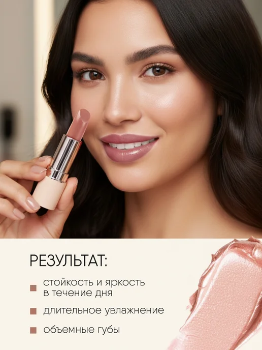 TF COSMETICS Помада для губ сияющая нюдовая, тон 805 Свет звезды, розовый, фото 5