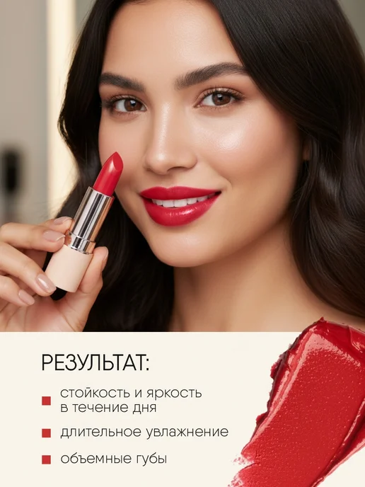 TF COSMETICS Коралловая помада для губ стойкая кремовая, тон 823, красный, фото 5