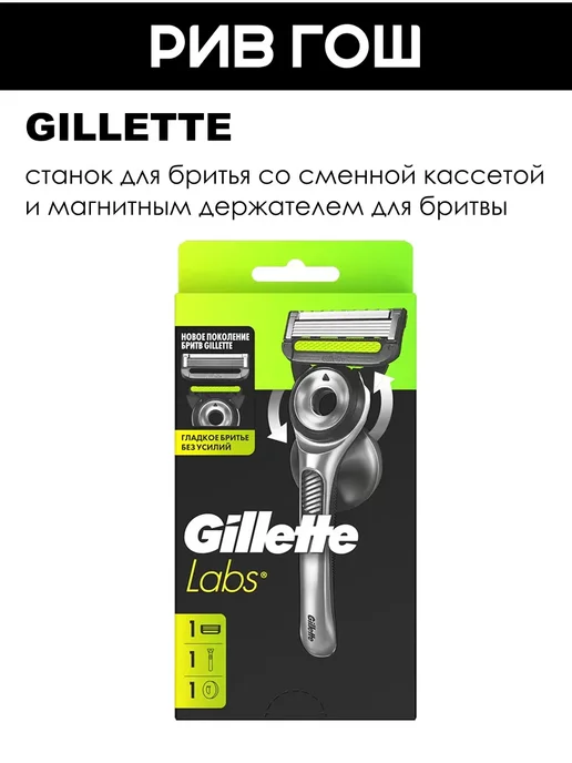 GILLETTE Станок для бритья Labs + 1 сменная кассета, 2 шт