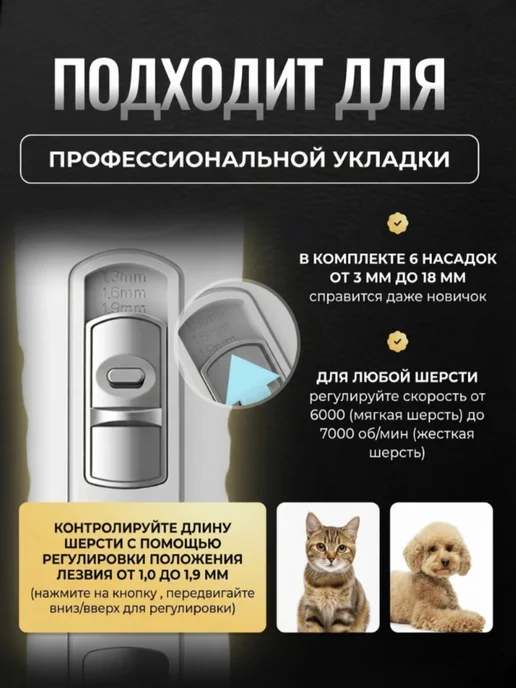Беспроводная машинка ВИКТОРИ для стрижки собак, кошек, Профессиональная животных, фото 4