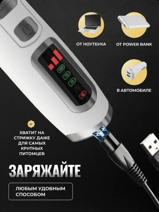 Беспроводная машинка ВИКТОРИ для стрижки собак, кошек, Профессиональная животных, фото 8