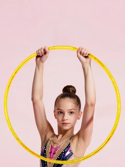 GoldTimeGym Обруч для художественной гимнастики Лазер-Акварель 65, желтый
