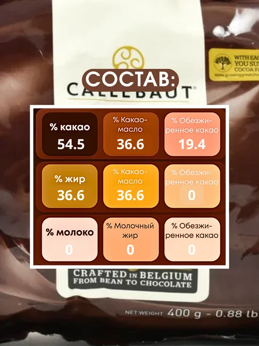 CALLEBAUT Шоколад кондитерский темный 811, вариант, фото 3