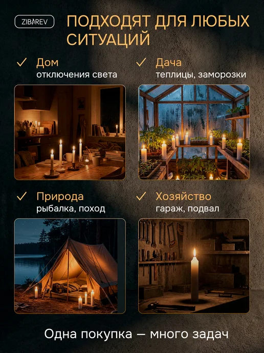 ZIBAREV Парафиновые свечи хозяйственные-бытовые, Набор 4 шт, 30 шт, фото 5