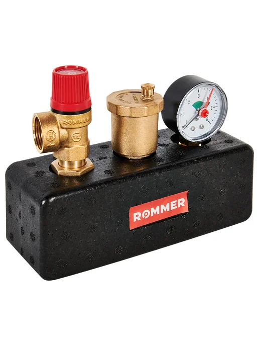 ROMMER Группа безопасности котла до 50 кВт, 1" (в теплоизоляции), вариант