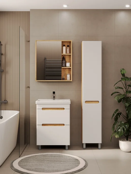 NESSTOR Тумба напольная Grace 50 с раковиной Фест 50, белый, фото 2