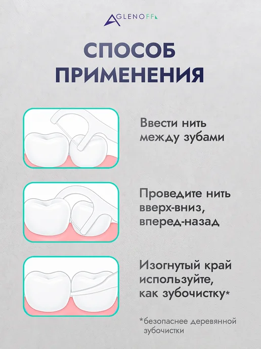 Aglenoff Зубочистки с нитью 50 шт. Флоссеры, 50 шт, фото 7