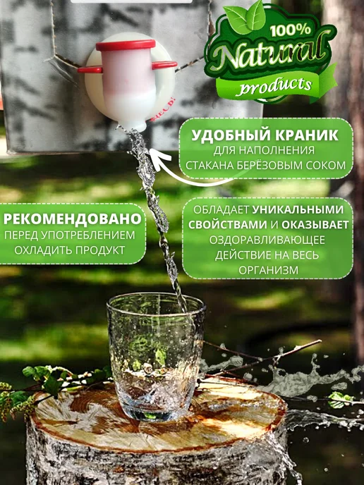 ДЛЯ ДРУЗЕЙ Березовый сок натуральный с сахаром 3 литра, 3 л, фото 2