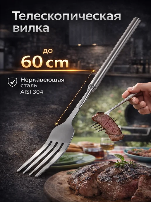 АТГШОП Вилка столовая телескопическая, серый